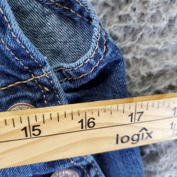 GAP Overalls Womens Medium Blue Distressed Denim Frayed Hem Adjustable Straps - Picture 4 of 8